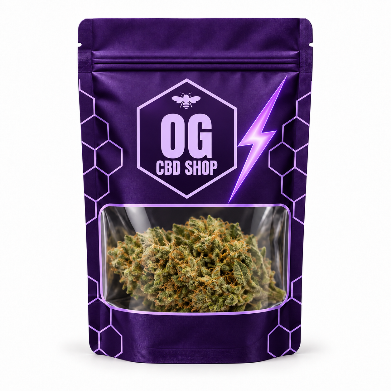Pochon violet CBD+ avec fleur et éclair