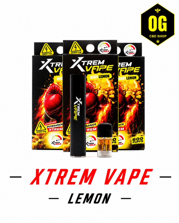 Xtrem Vape Lemon – image principale Xtrem Vape Lemon – puff puissante Strong Effect
